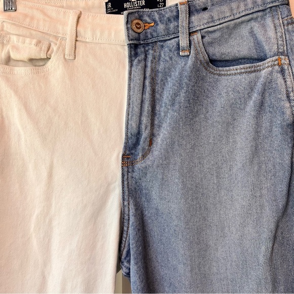 Hollister Ultra High Rise Mom Jeans Junior’s Size 5 R W27 L27 Blue White 2-tone - Picture 4 of 11